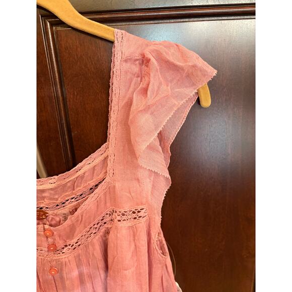 NWT Free People Pink Olivia Gauze Babydoll Dress Size S NWT - Picture 7 of 16
